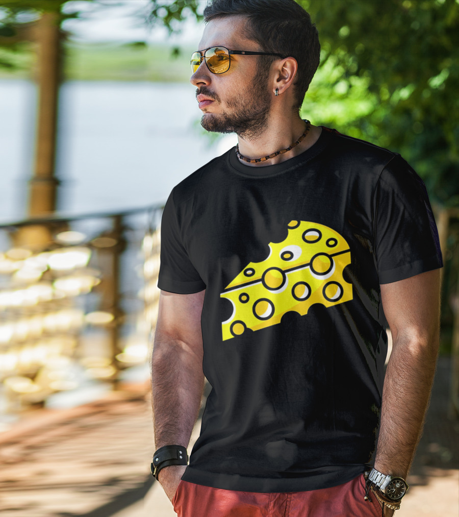 Swiss Cheese Hole Yellow Food Slice Dairy Snack Culinary T-Shirt
