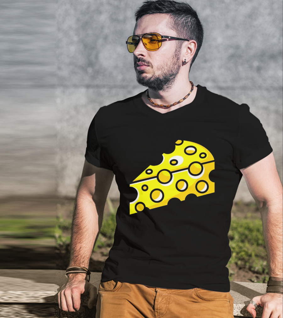 Swiss Cheese Hole Yellow Food Slice Dairy Snack Culinary T-Shirt