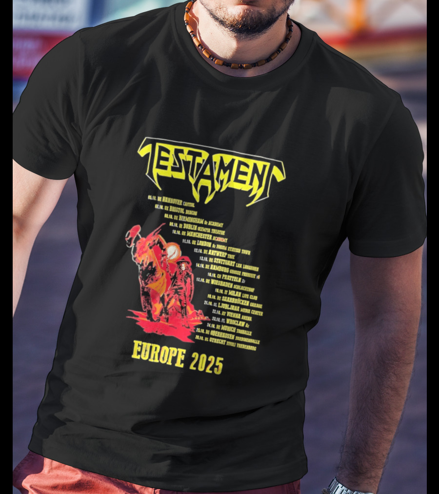 Testament Europe 2025 Tour Western Outlaw Dates T-Shirt