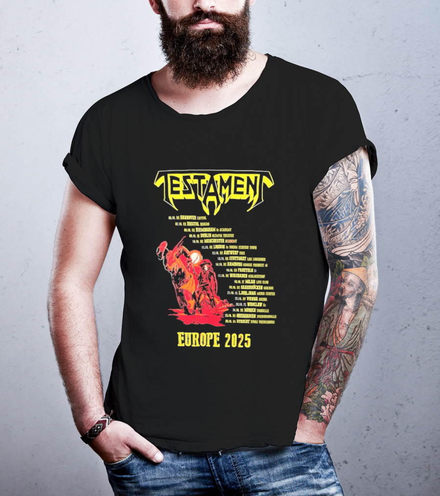 Testament Europe 2025 Tour Western Outlaw Dates T-Shirt