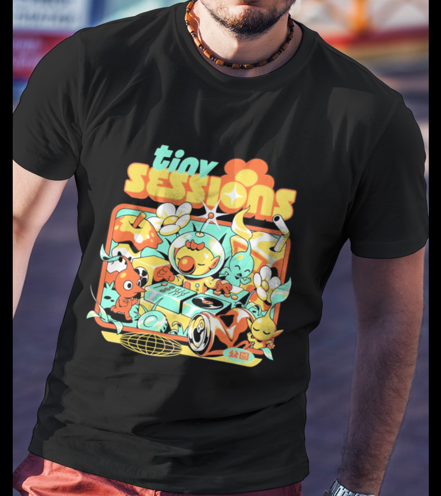 Tiny Sessions Robot DJ And Dancing Creatures T-Shirt