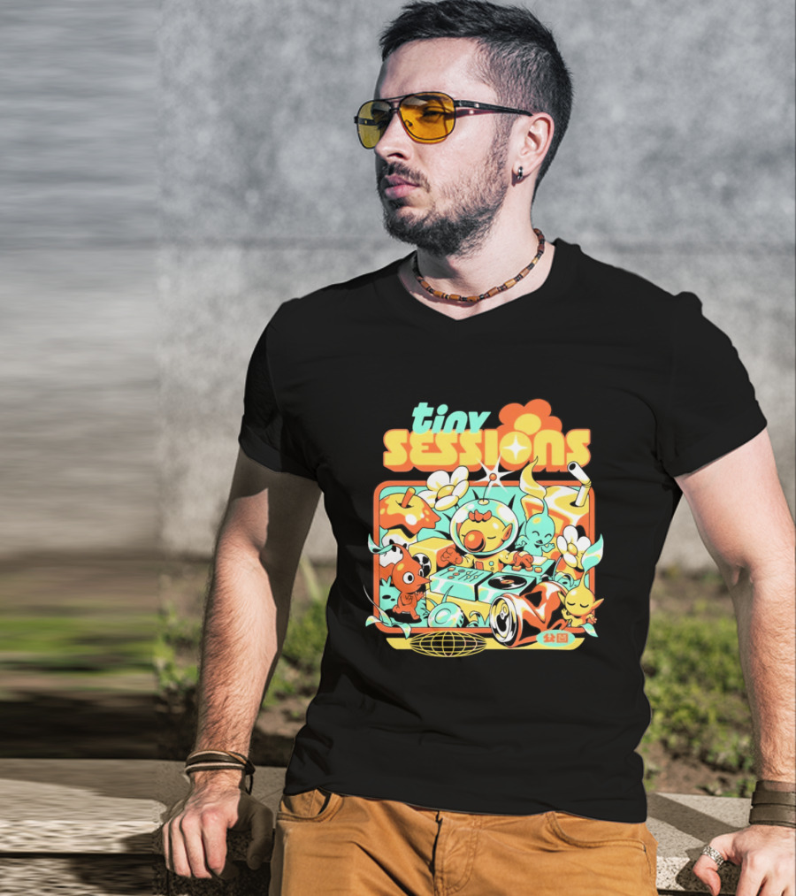 Tiny Sessions Robot DJ And Dancing Creatures T-Shirt