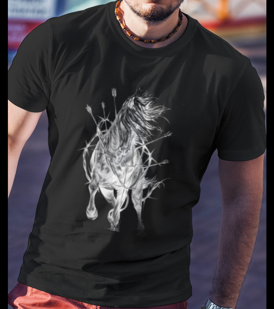 Zero Skateboards Store Wild Heart Black Horse And Flowers T-Shirt