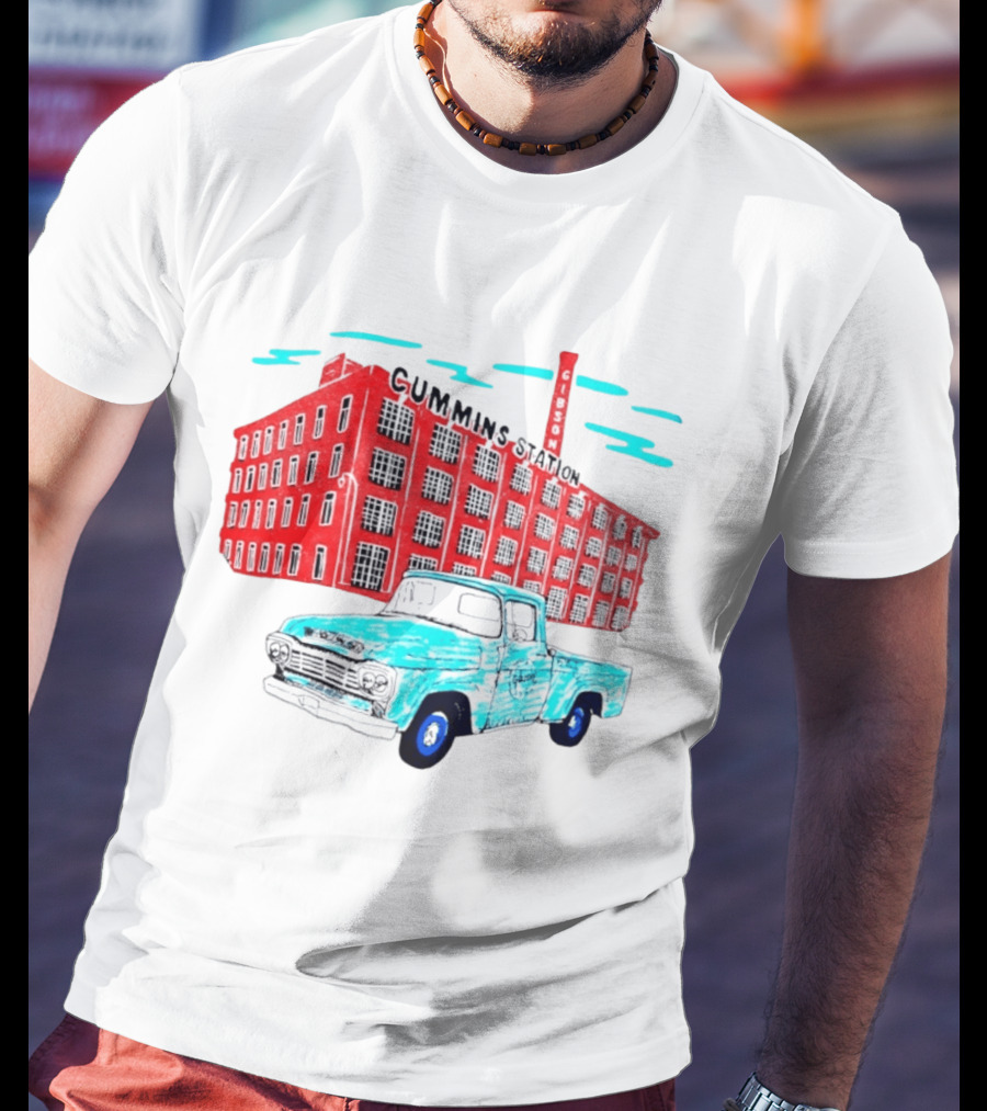 Gilson Cummins Station Vintage Truck And Building Scene T-Shirt