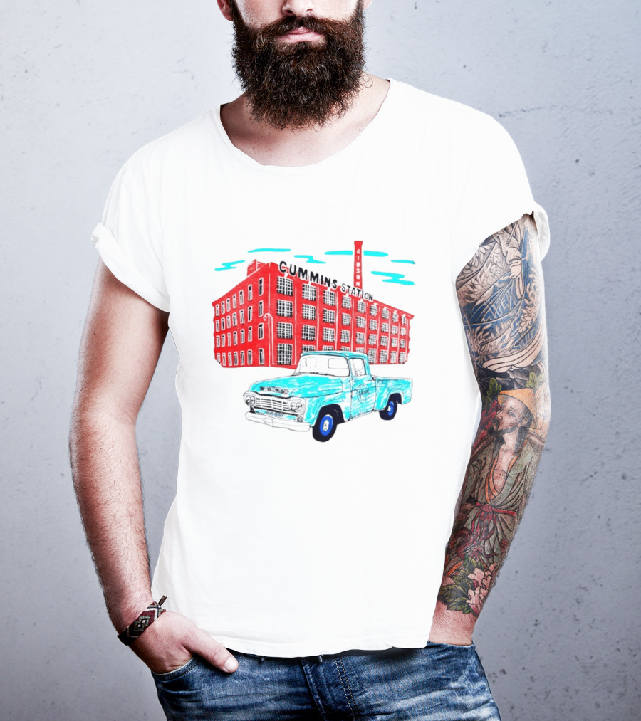 Gilson Cummins Station Vintage Truck And Building Scene T-Shirt
