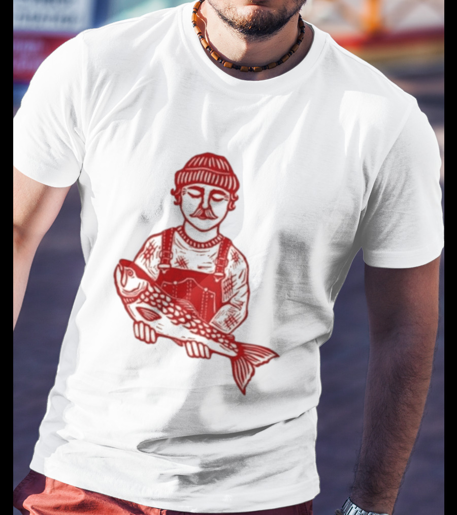 Goth Babe Fisherman Holding Fish T-Shirt