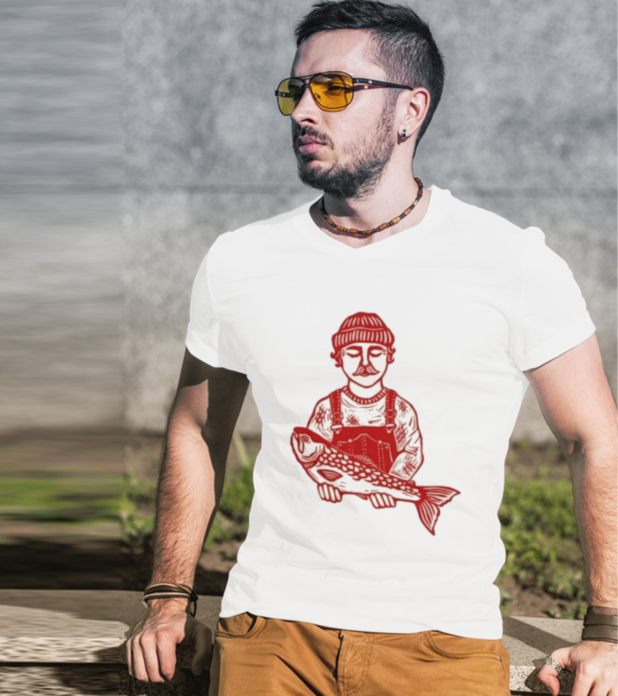 Goth Babe Fisherman Holding Fish T-Shirt