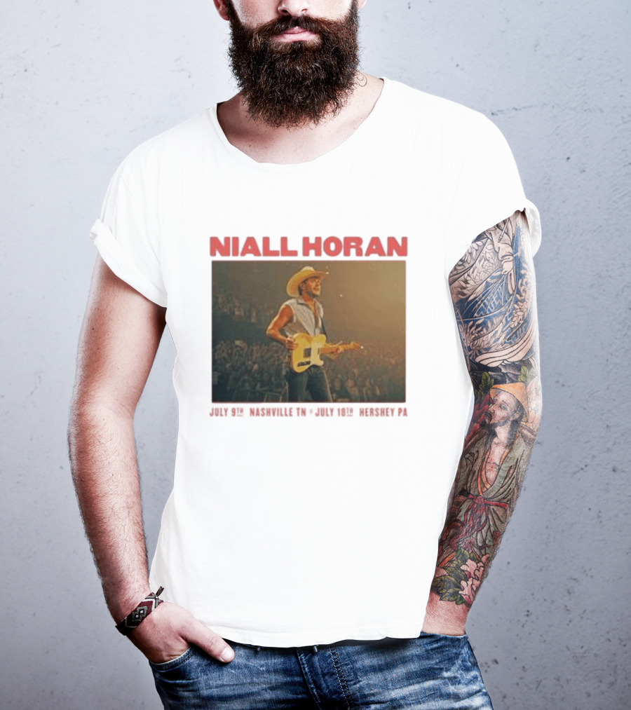 Niall Horan Live Performance Cowboy Hat Guitar Dallas Texas Event T-Shirt