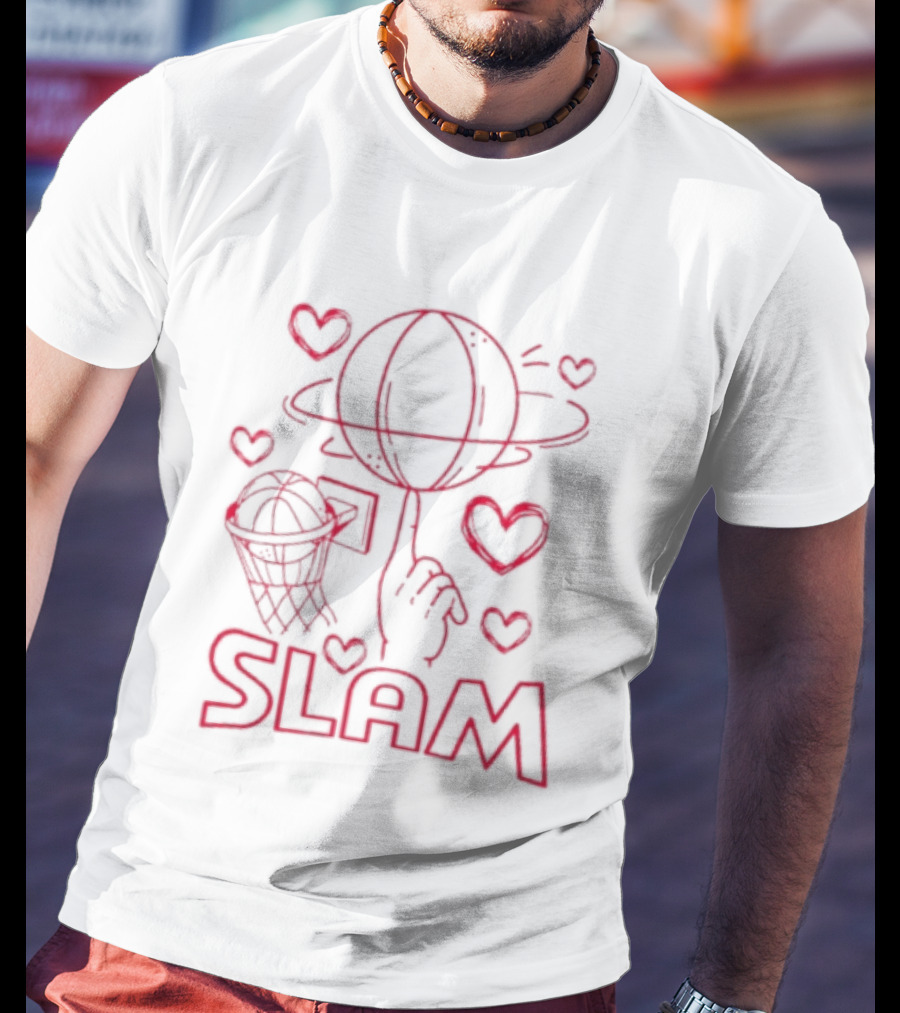 Slam Basketball Heart Hoops Hand Spinning Planet T-Shirt