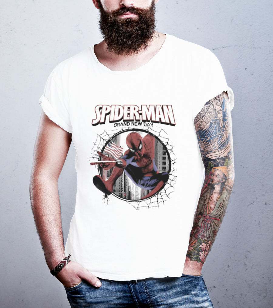 Spider Man Brand New Day Marvel Peter Parker Swinging Action T-Shirt