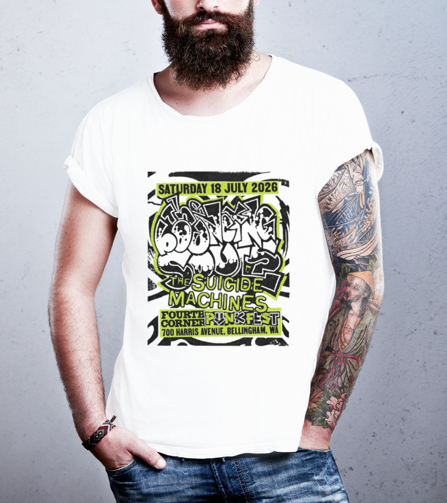 Saturday 18 July 2026 The Bouncing Souls The Suicide Machines Fourth Corner Punkfest Bellingham WA 700 Harris Avenue T-Shirt