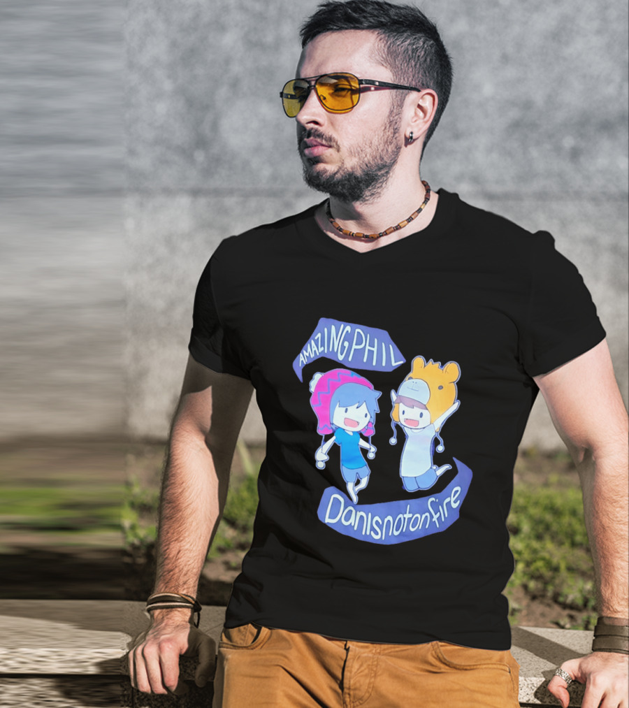 AmazingPhil Danisnotonfire Cartoon Characters In Cute Animal Hats T-Shirt