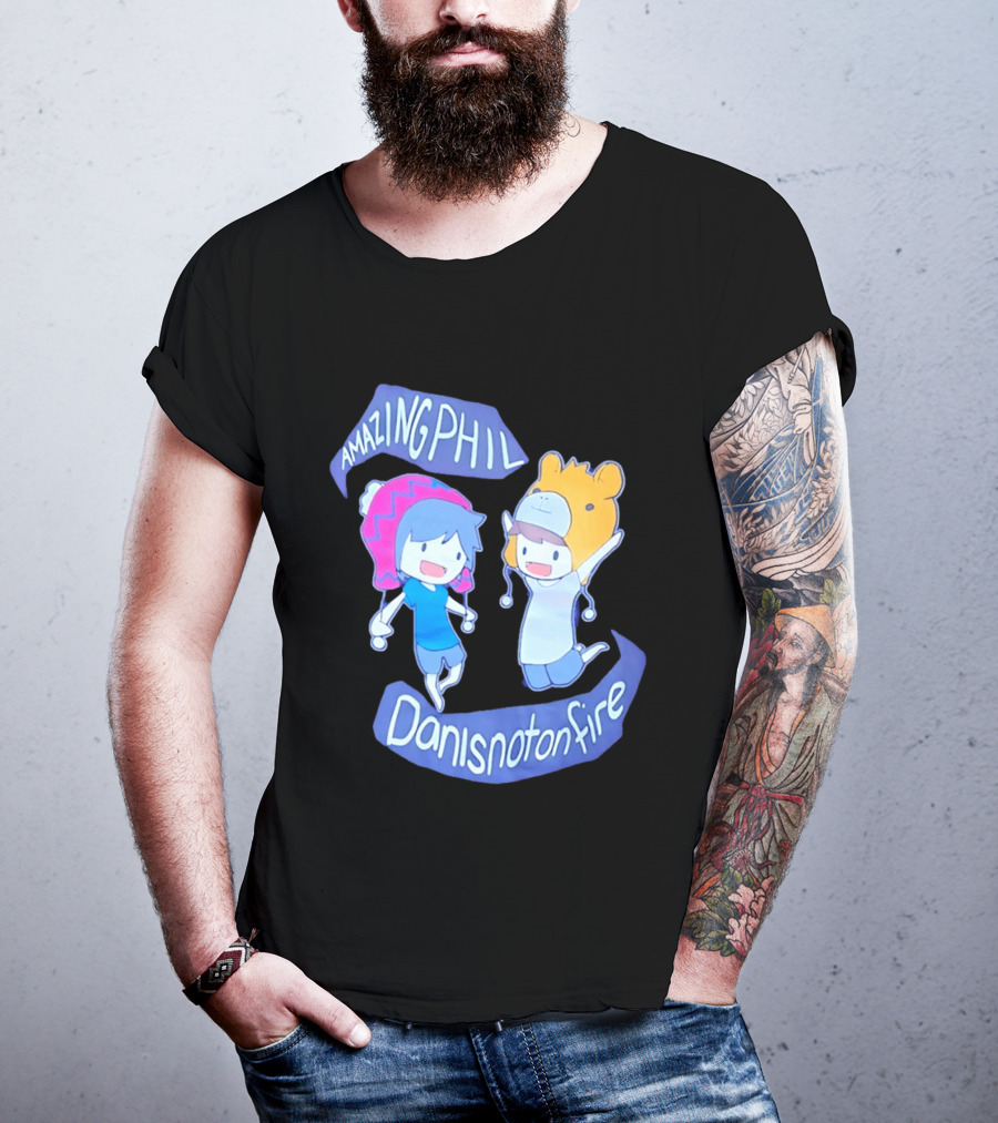 AmazingPhil Danisnotonfire Cartoon Characters In Cute Animal Hats T-Shirt