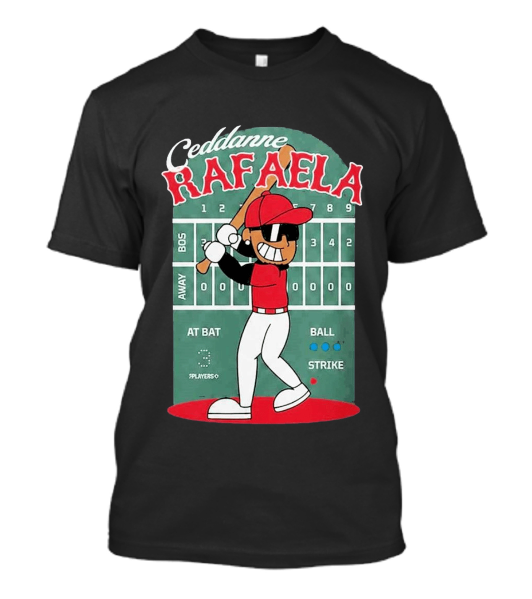 Ceddanne Rafaela Baseball Cartoon Scoreboard T-Shirt