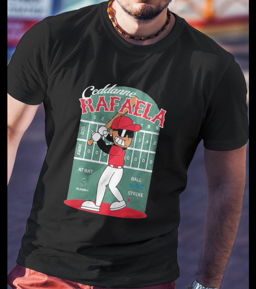 Ceddanne Rafaela Baseball Cartoon Scoreboard T-Shirt