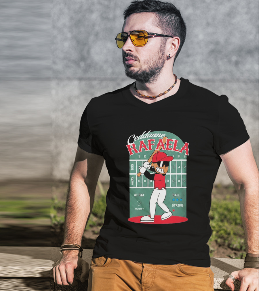 Ceddanne Rafaela Baseball Cartoon Scoreboard T-Shirt