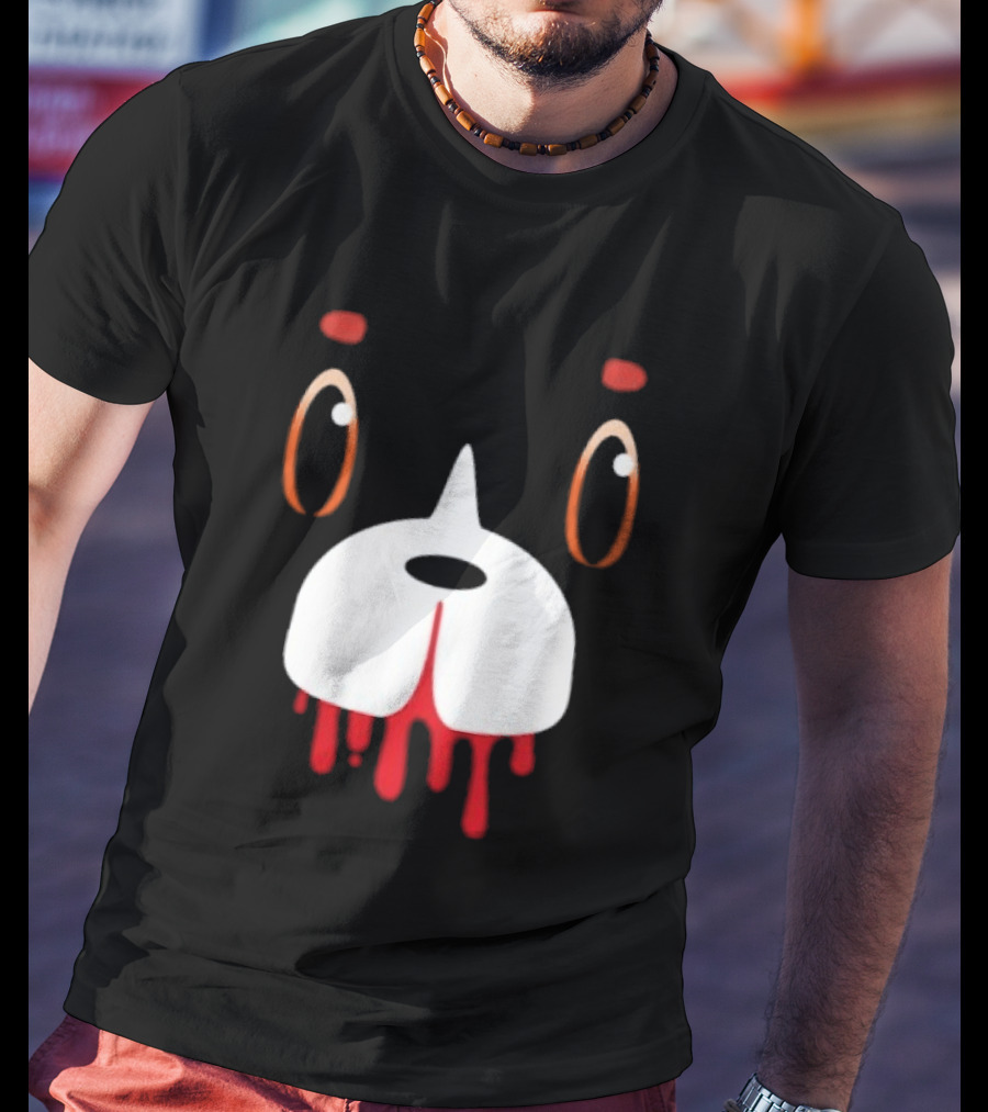 Final Space Mooncake Face Cartoon Character Dripping Red T-Shirt