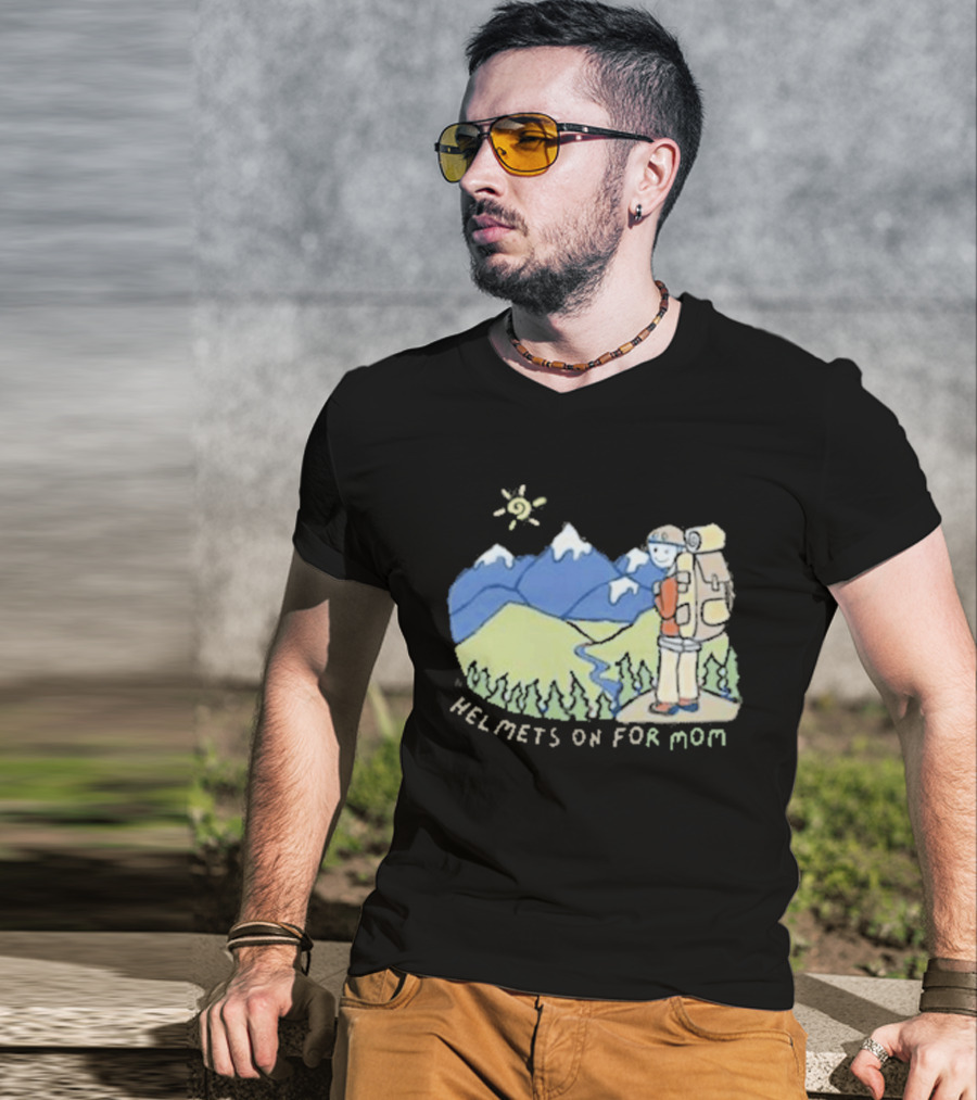 Helmets On For Mom Mountains And Hiking Scene T-Shirt