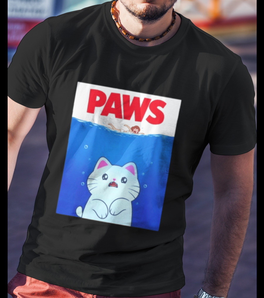 Paws Cat Parody Movie Jaws T-Shirt
