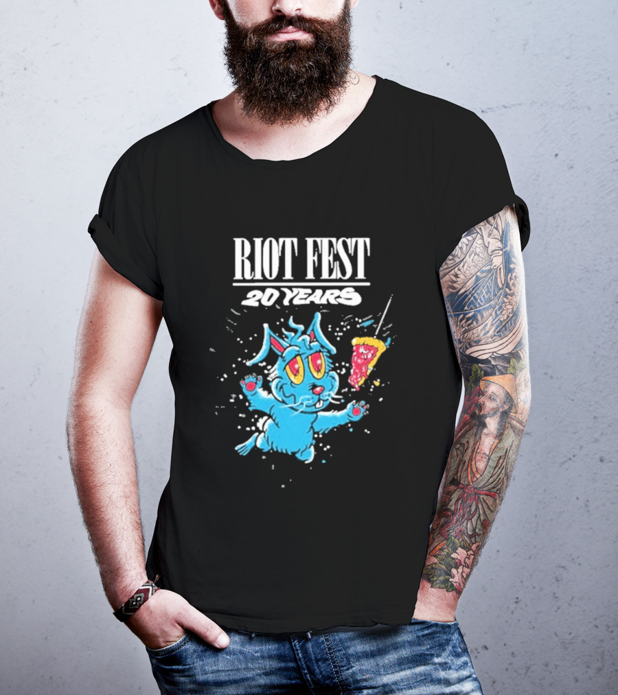 RIOT FEST 20 Years Blue Bunny And Pizza Slice Celebration T-Shirt