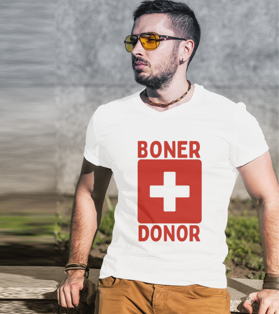 Boner Donor Sarcastic Adult Humor Red Cross T-Shirt