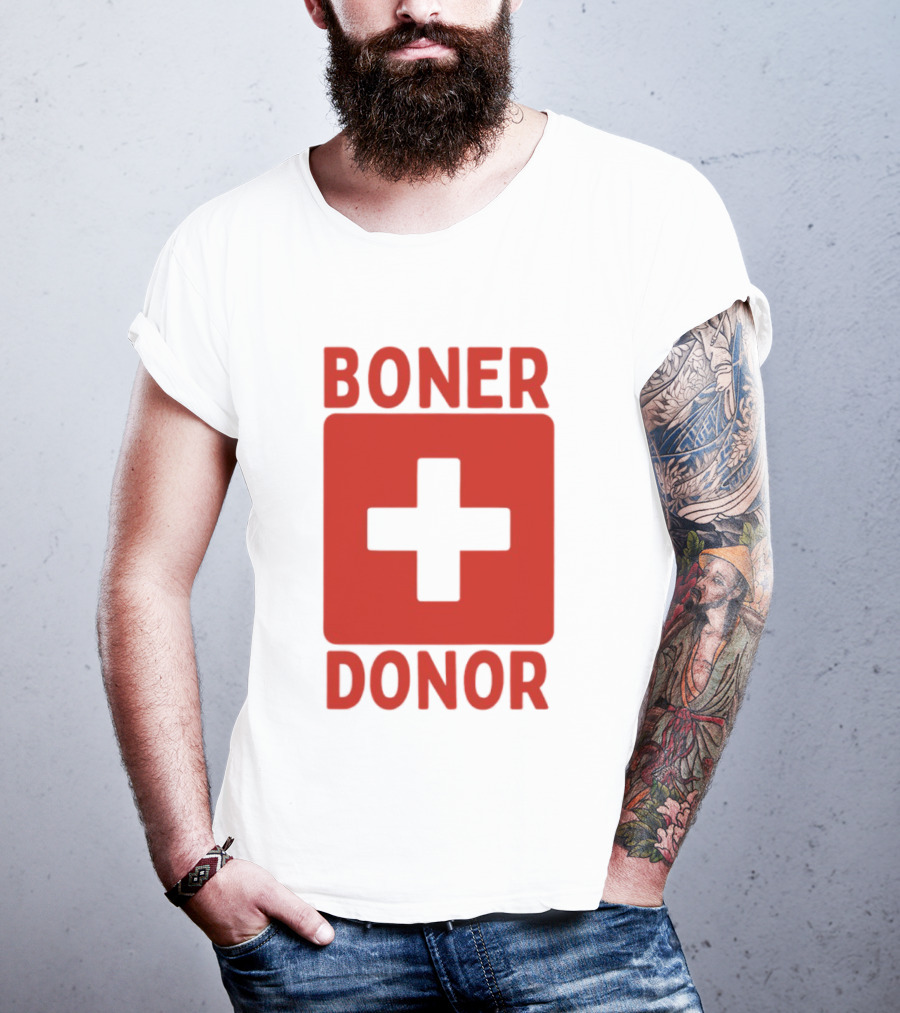 Boner Donor Sarcastic Adult Humor Red Cross T-Shirt