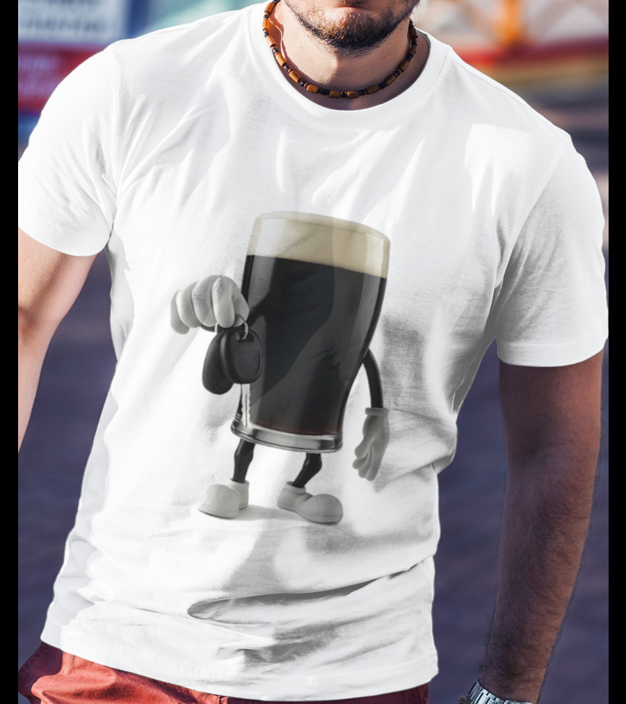 Guinness Beer Pint Holding Car Keys T-Shirt