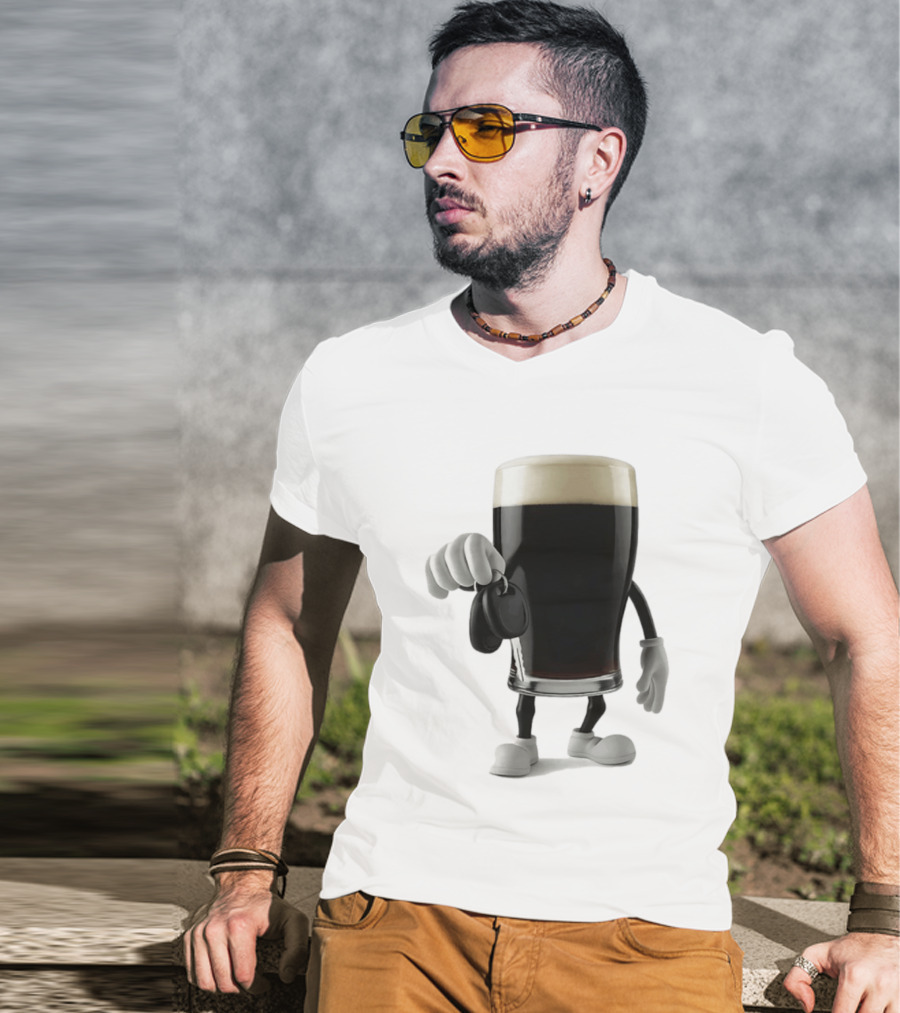 Guinness Beer Pint Holding Car Keys T-Shirt
