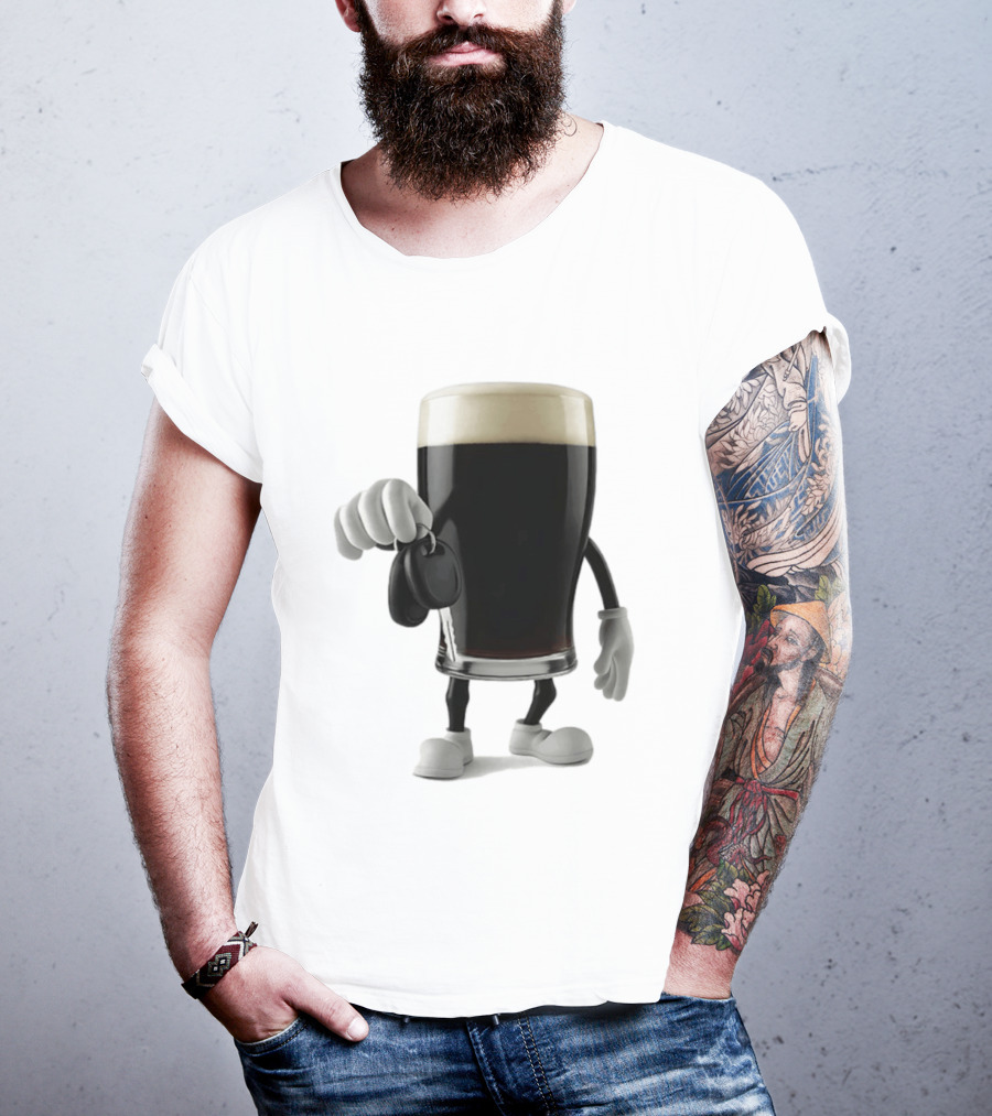 Guinness Beer Pint Holding Car Keys T-Shirt