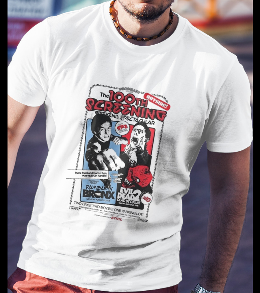 Propeller Arcade 100th Screening Weekend Spectacular Rumble In The Bronx August 22 2026 Evil Dead 2 T-Shirt