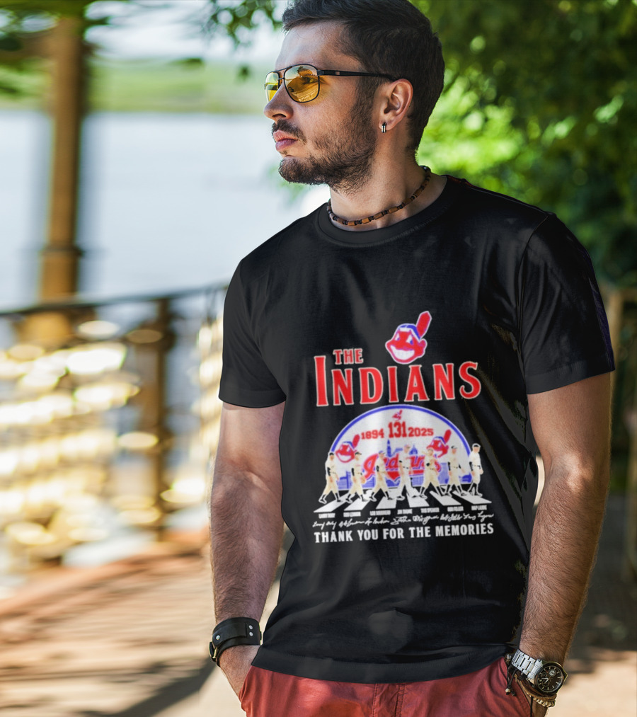 The Cleveland Indians 131st Anniversary 1894 2025 Thank You For The Memories Abbey Road Signatures T-Shirt