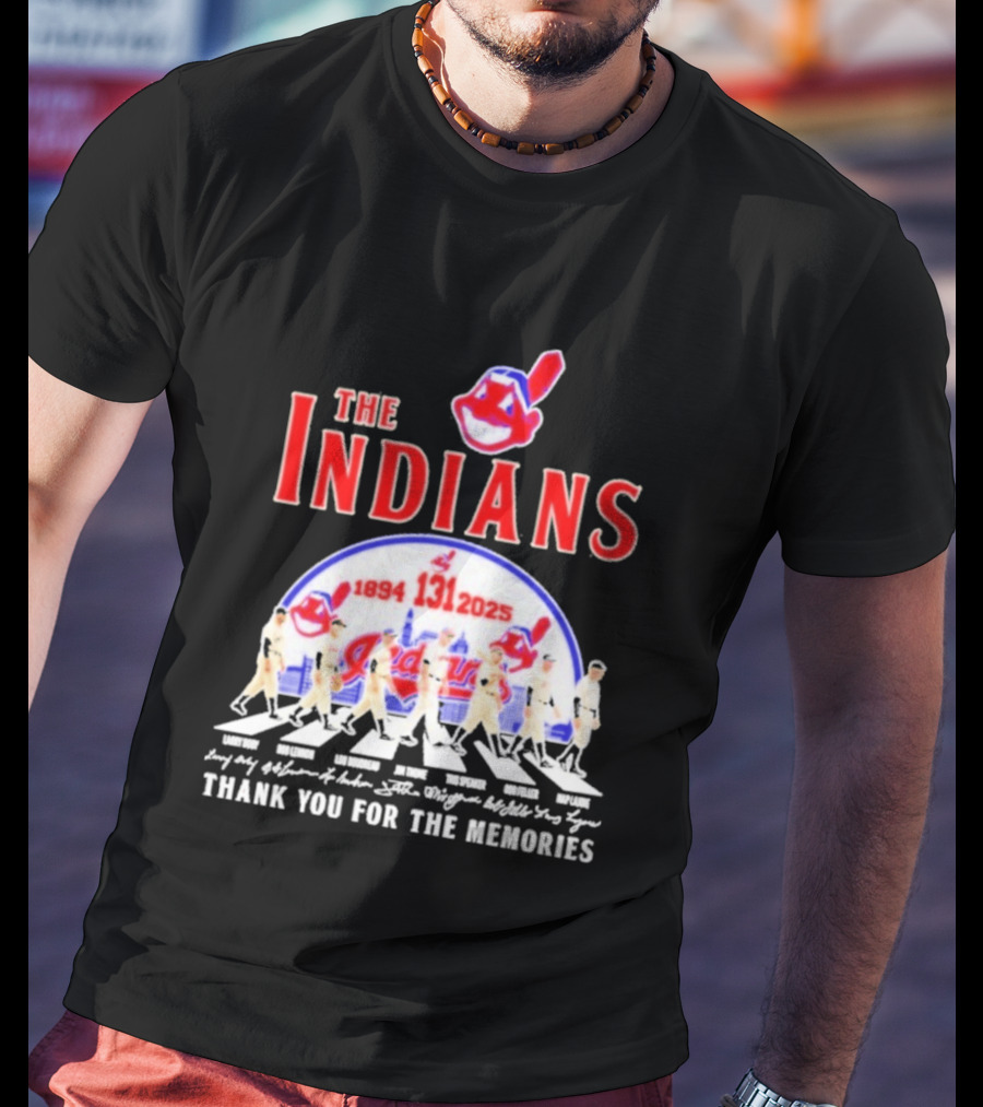 The Cleveland Indians 131st Anniversary 1894 2025 Thank You For The Memories Abbey Road Signatures T-Shirt