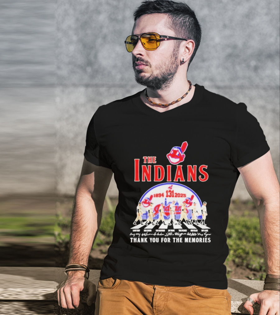 The Cleveland Indians 131st Anniversary 1894 2025 Thank You For The Memories Abbey Road Signatures T-Shirt
