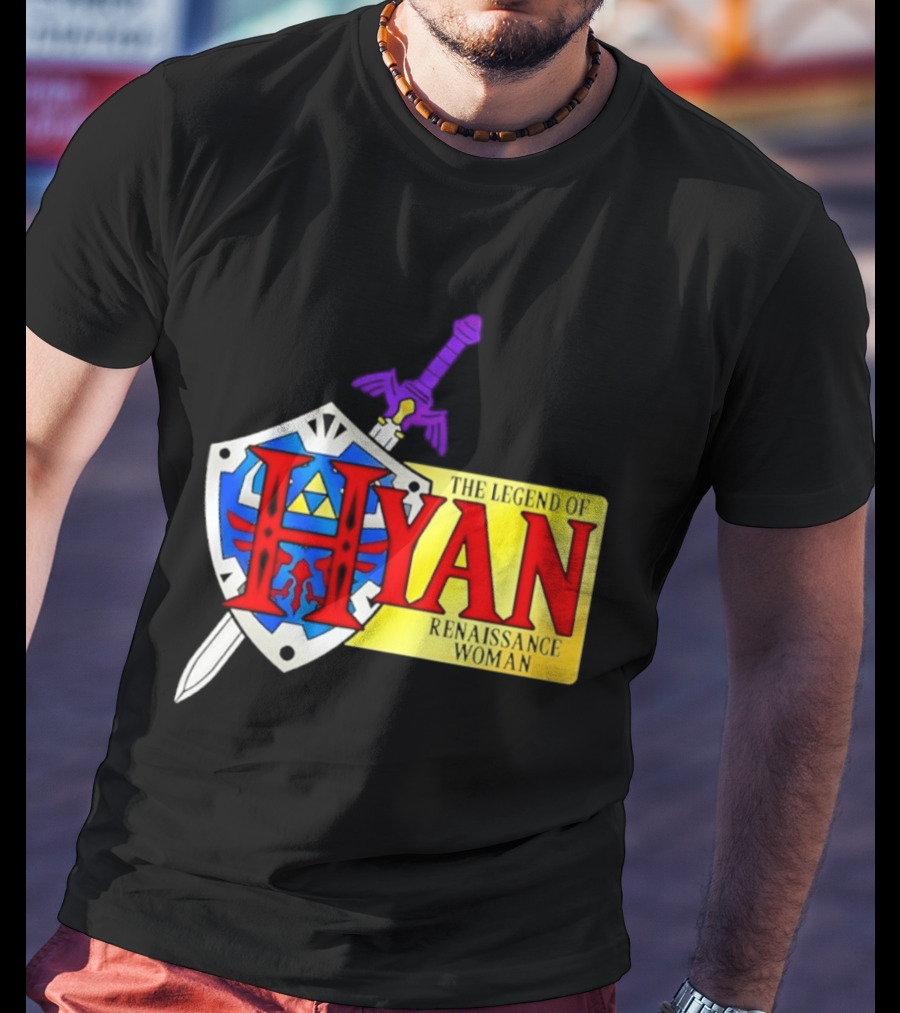 Hyan Renaissance Woman Legend Triforce Shield Sword T-Shirt