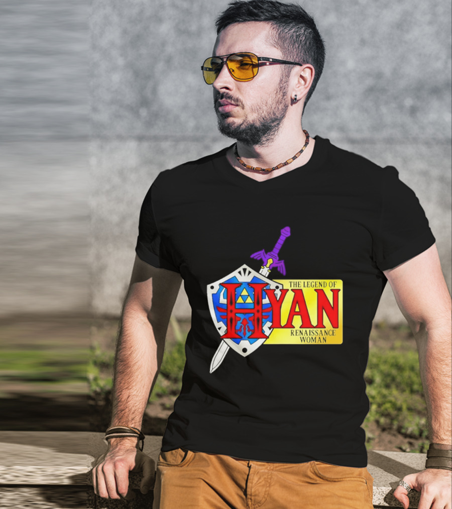Hyan Renaissance Woman Legend Triforce Shield Sword T-Shirt