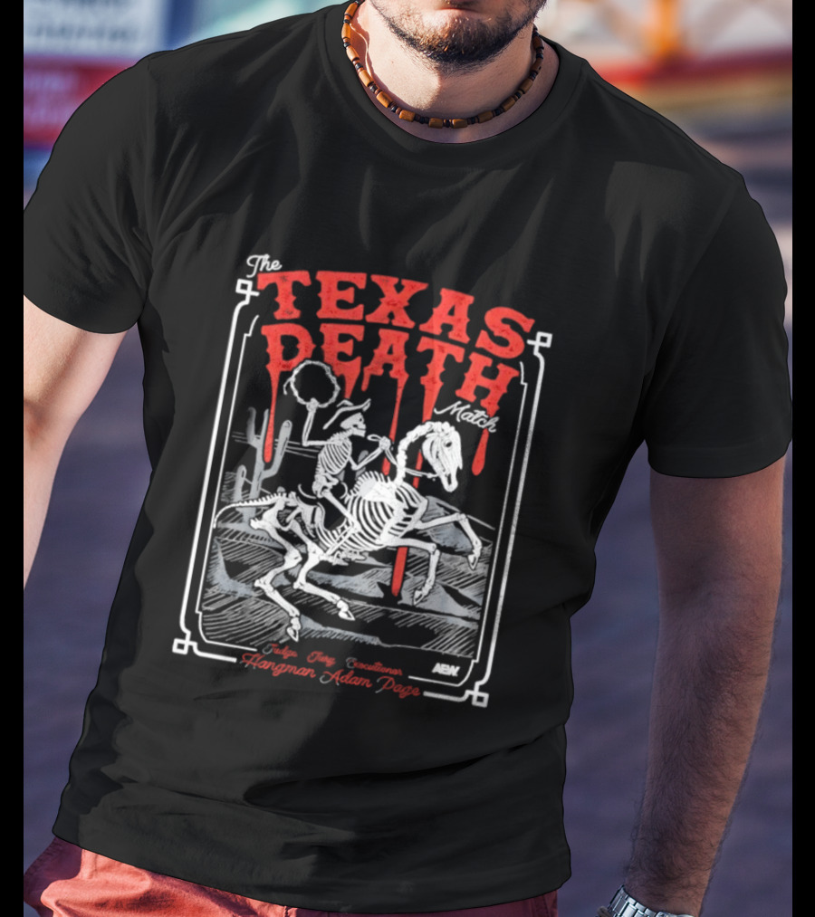 The Texas Death Match Skeleton Riding Wild Desert Scene T-Shirt