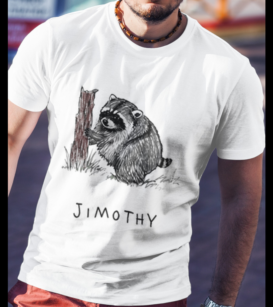 Jimothy Raccoon Hugging Tree Drawing T-Shirt