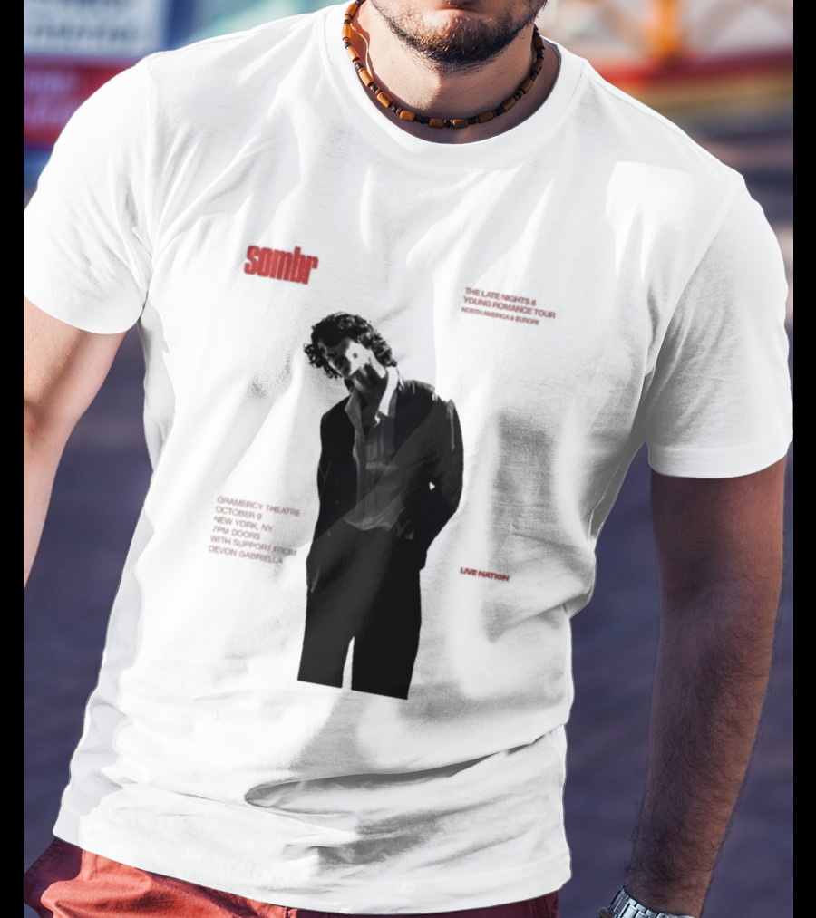 Sombr The Late Nights And Young Romance Tour Dates 2025 North America And Europe T-Shirt