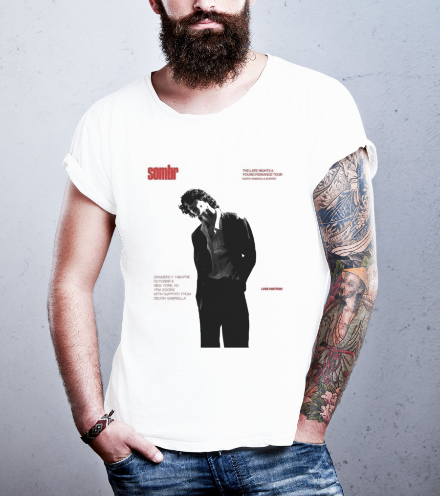 Sombr The Late Nights And Young Romance Tour Dates 2025 North America And Europe T-Shirt