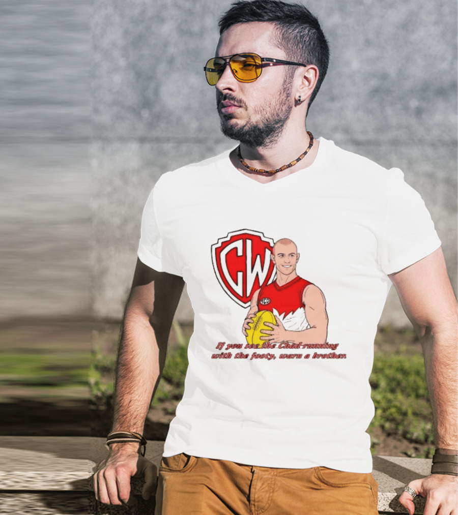 The Chad Running Footy Warn A Brother CW AFL T-Shirt