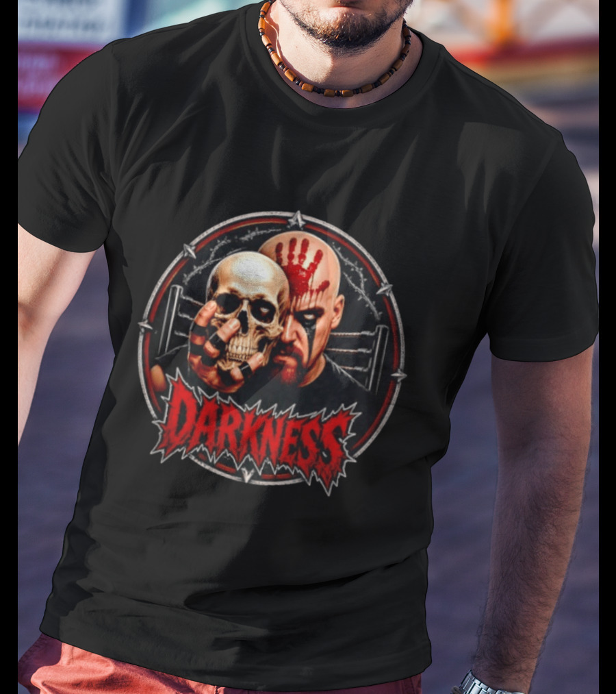 Darkness Skull Face Paint Handprint Barbed Wire Circle T-Shirt