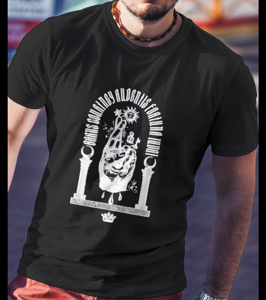 Barns Courtney Audentis Fortuna Iuvat Hand Symbol With Columns T-Shirt