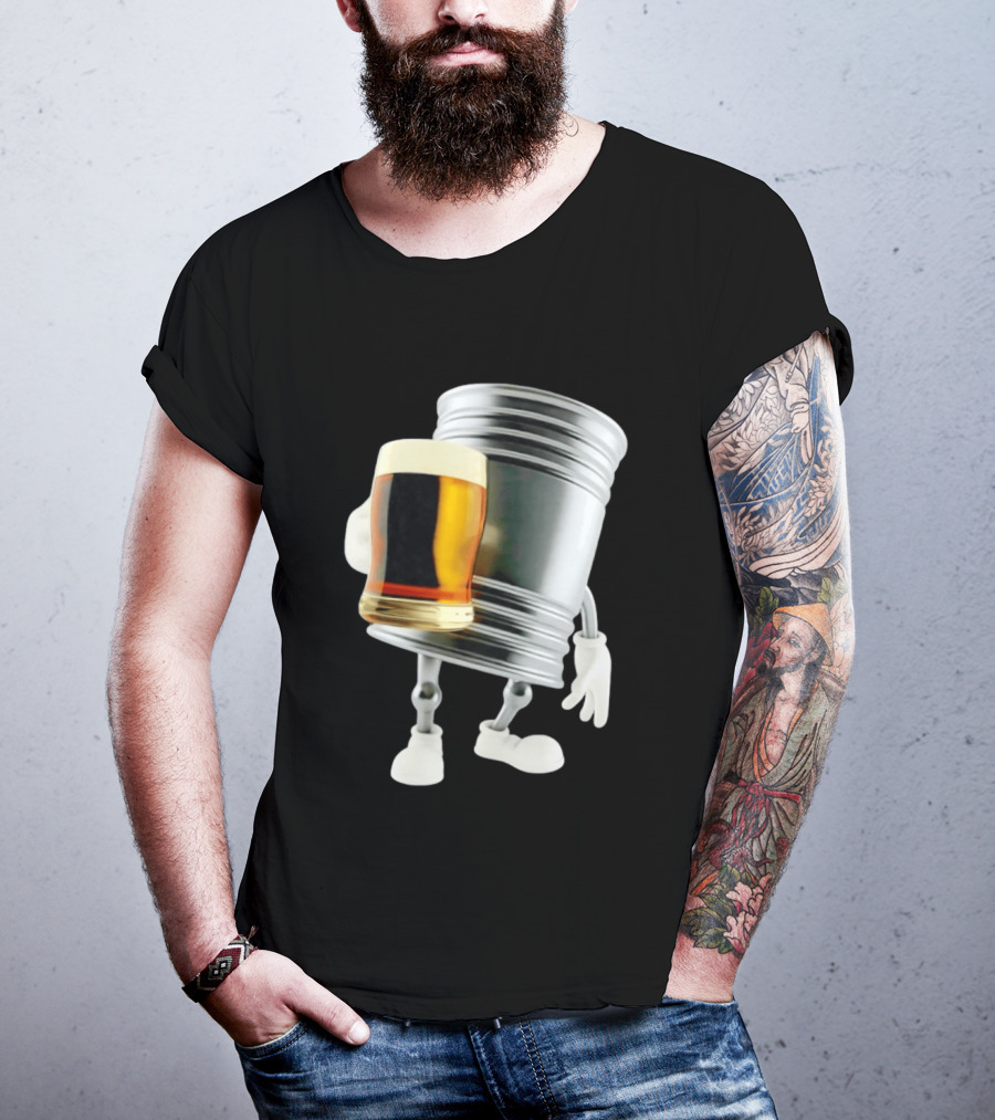 Beer Keg Holding Glass Character Meme T-Shirt