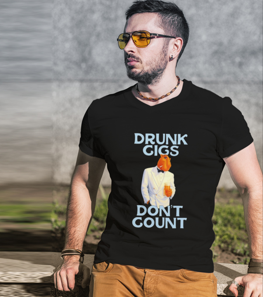 Drunk Gigs Don't Count Camel Smoking Beer In Tuxedo T-Shirt