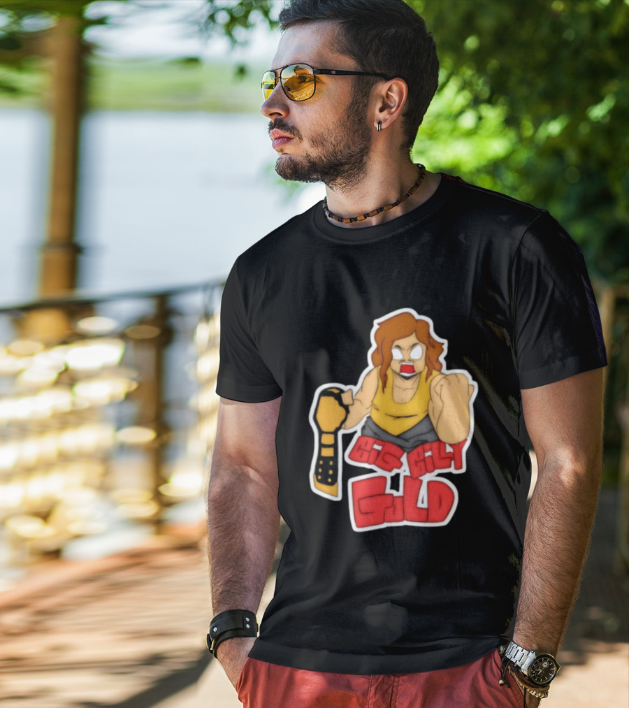 Big Billy Gold Wrestling Champion Belt Bold Cartoon T-Shirt