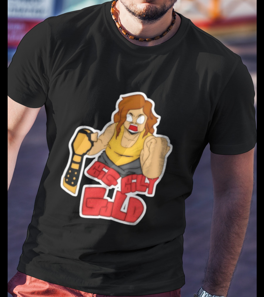 Big Billy Gold Wrestling Champion Belt Bold Cartoon T-Shirt