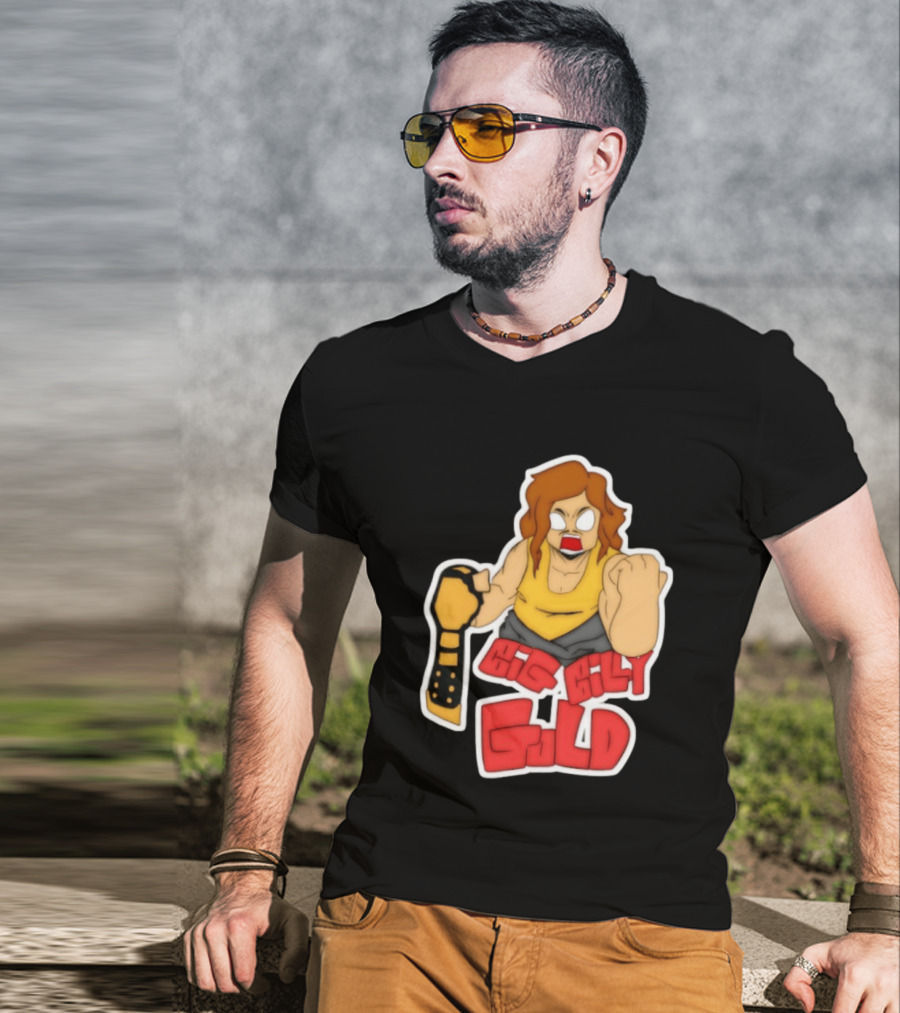 Big Billy Gold Wrestling Champion Belt Bold Cartoon T-Shirt