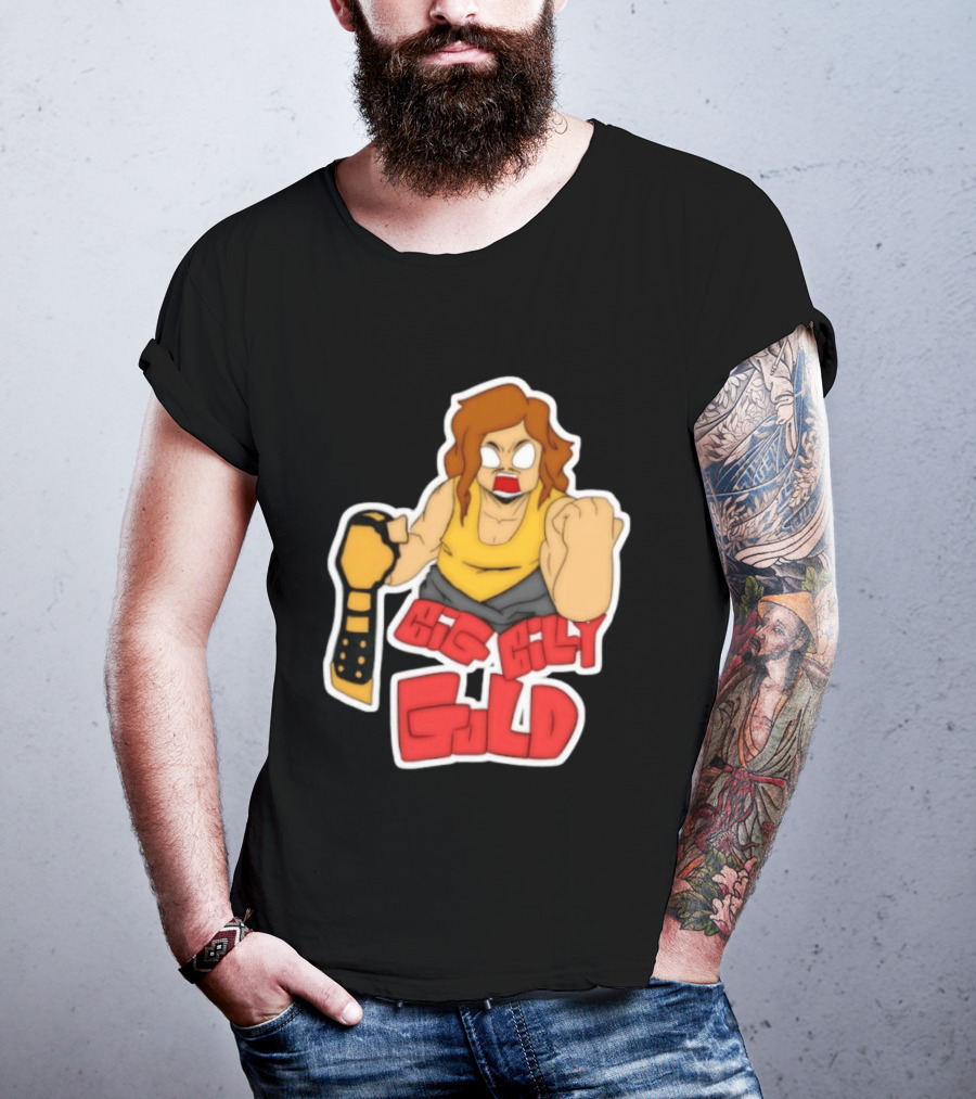 Big Billy Gold Wrestling Champion Belt Bold Cartoon T-Shirt