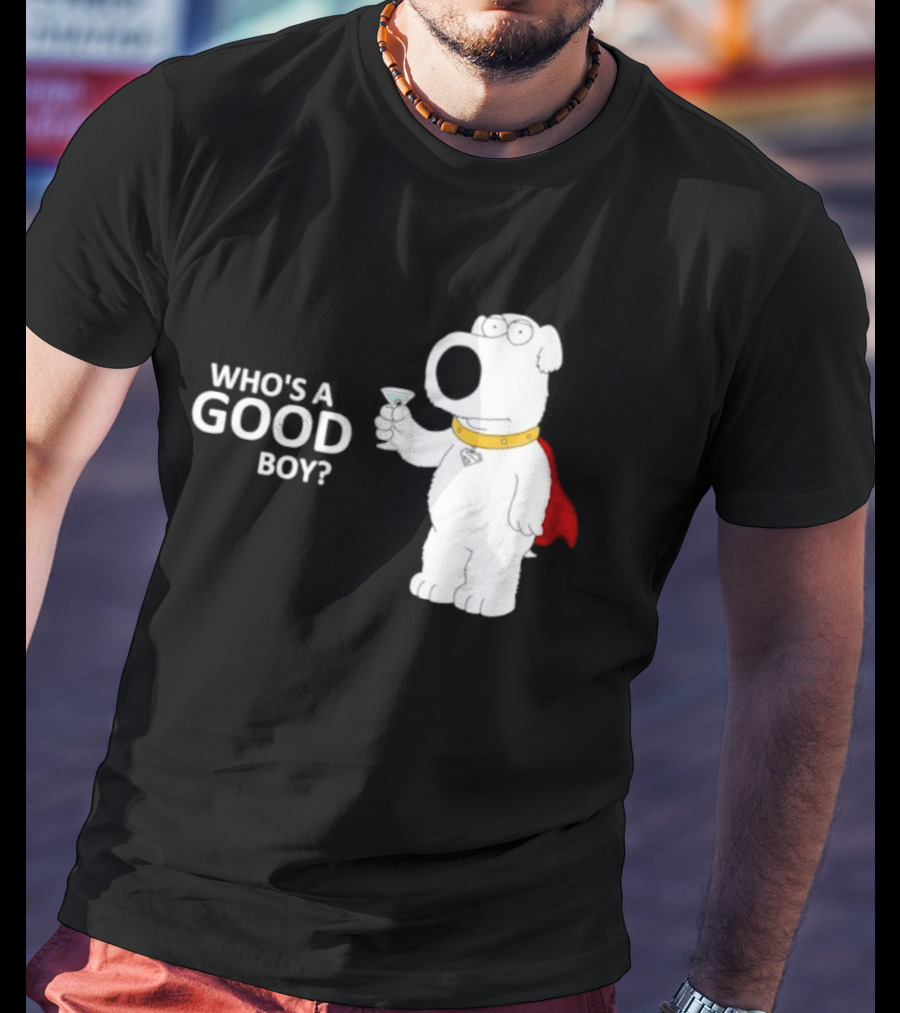 Brian Griffin Who's A Good Boy Family Guy Red Cape Martini T-Shirt