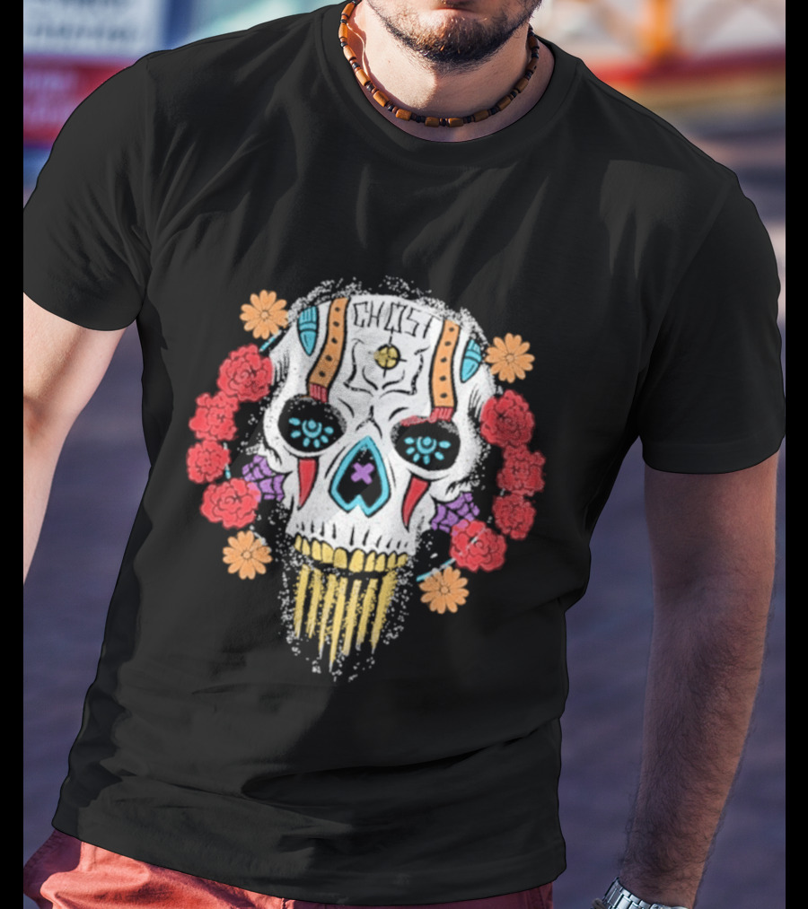 Call Of Duty Ghost Sugar Skull Floral Dia De Los Muertos T-Shirt